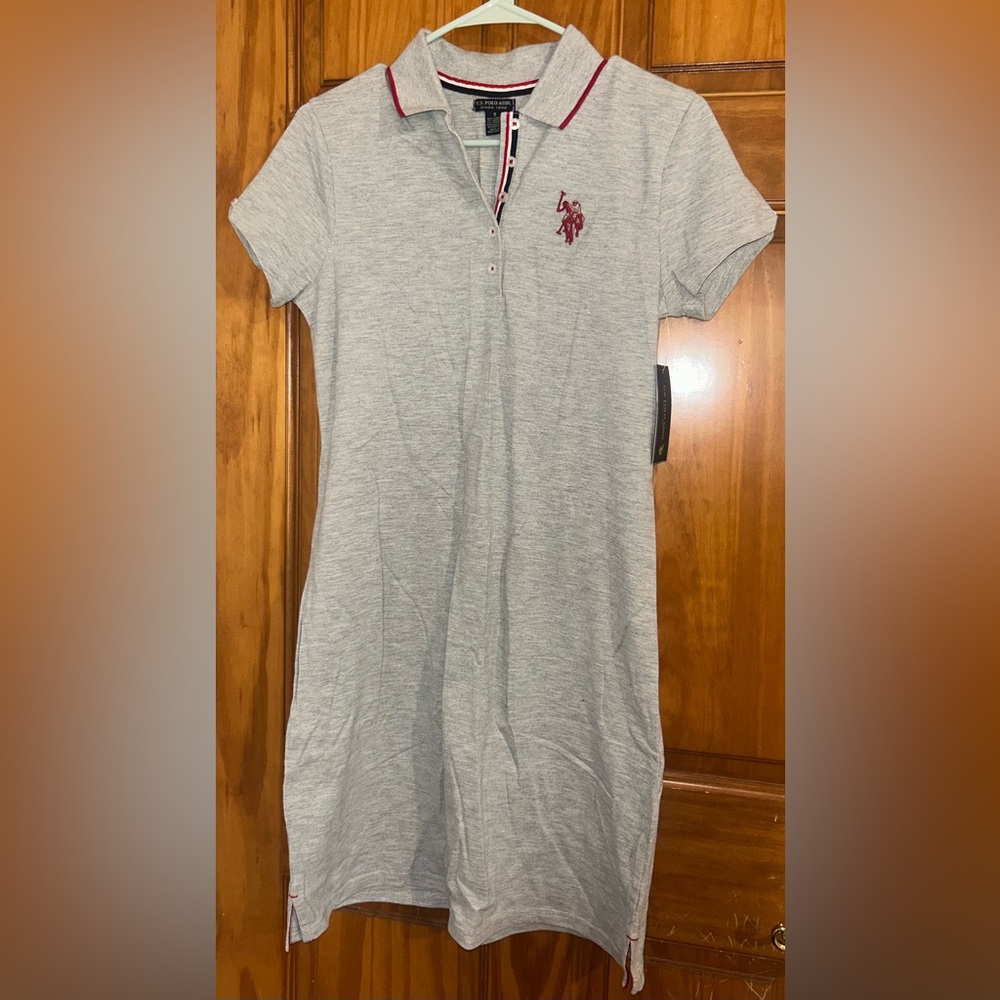U.S. Polo Assn. Gray Polo Dress with Red Accents